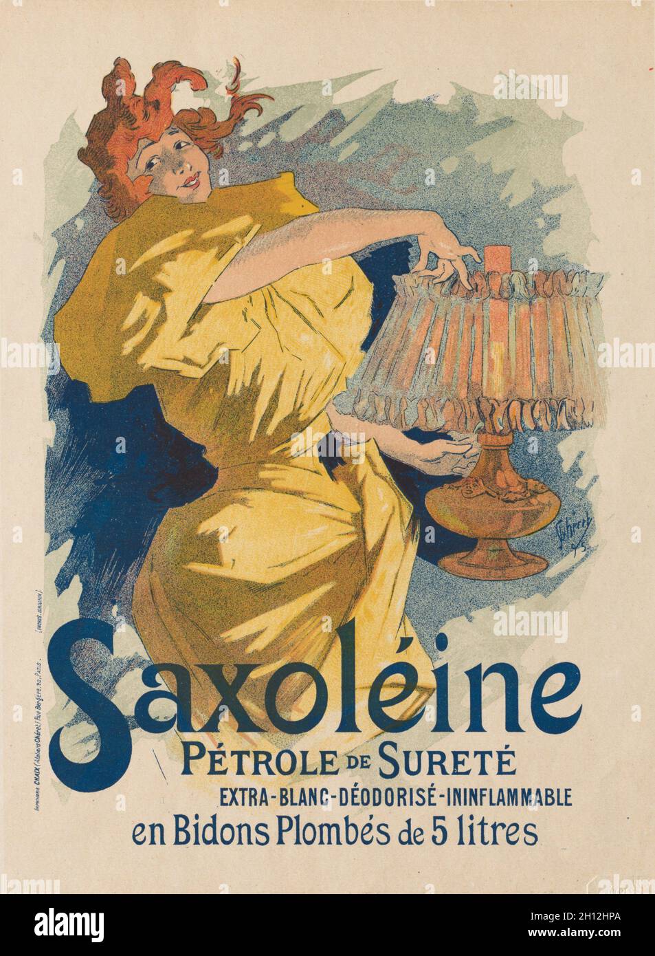 Les Maitres de L'Affiche: Pl. 13, Saxoléine, 1895. Jules Chéret (Französisch, 1836-1932). Farblithographie; Blatt: 39.8 x 29 cm (15 11/16 x 11 7/16 Zoll); Bild: 28.1 x 20.6 cm (11 1/16 x 8 1/8 Zoll). Stockfoto