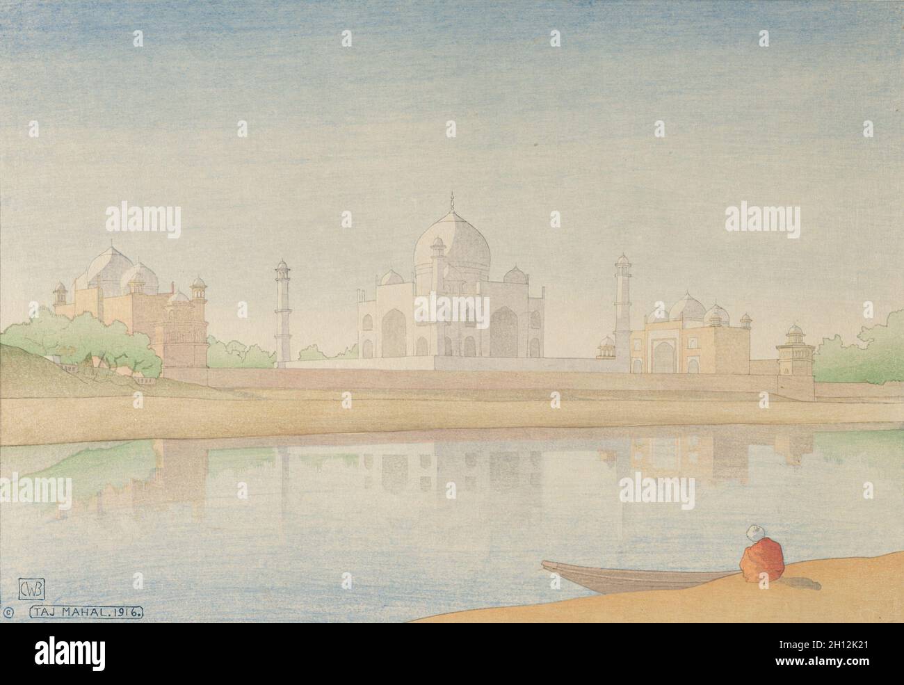 Taj Mahal, 1916. Charles William Bartlett (Großbritannien, 1860-1940). Farbholzschnitt; Stockfoto