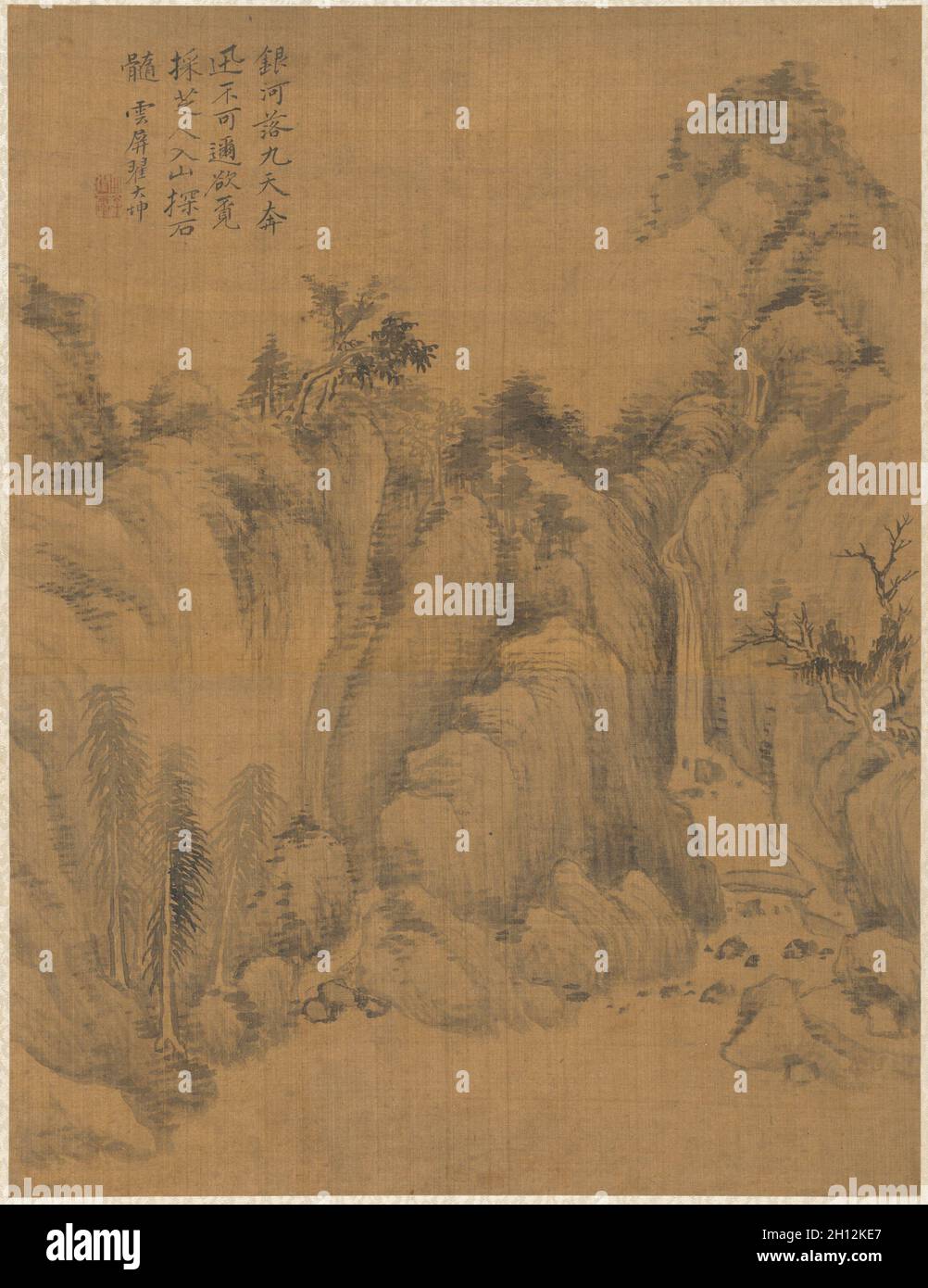 Landschaft, 1775. Zhai Dakun (Chinesisch, d. 1804). Album Leaf: Tinte und Farbe auf Seide; gesamt: 41,2 x 31,5 cm (16 1/4 x 12 3/8 in.). Stockfoto