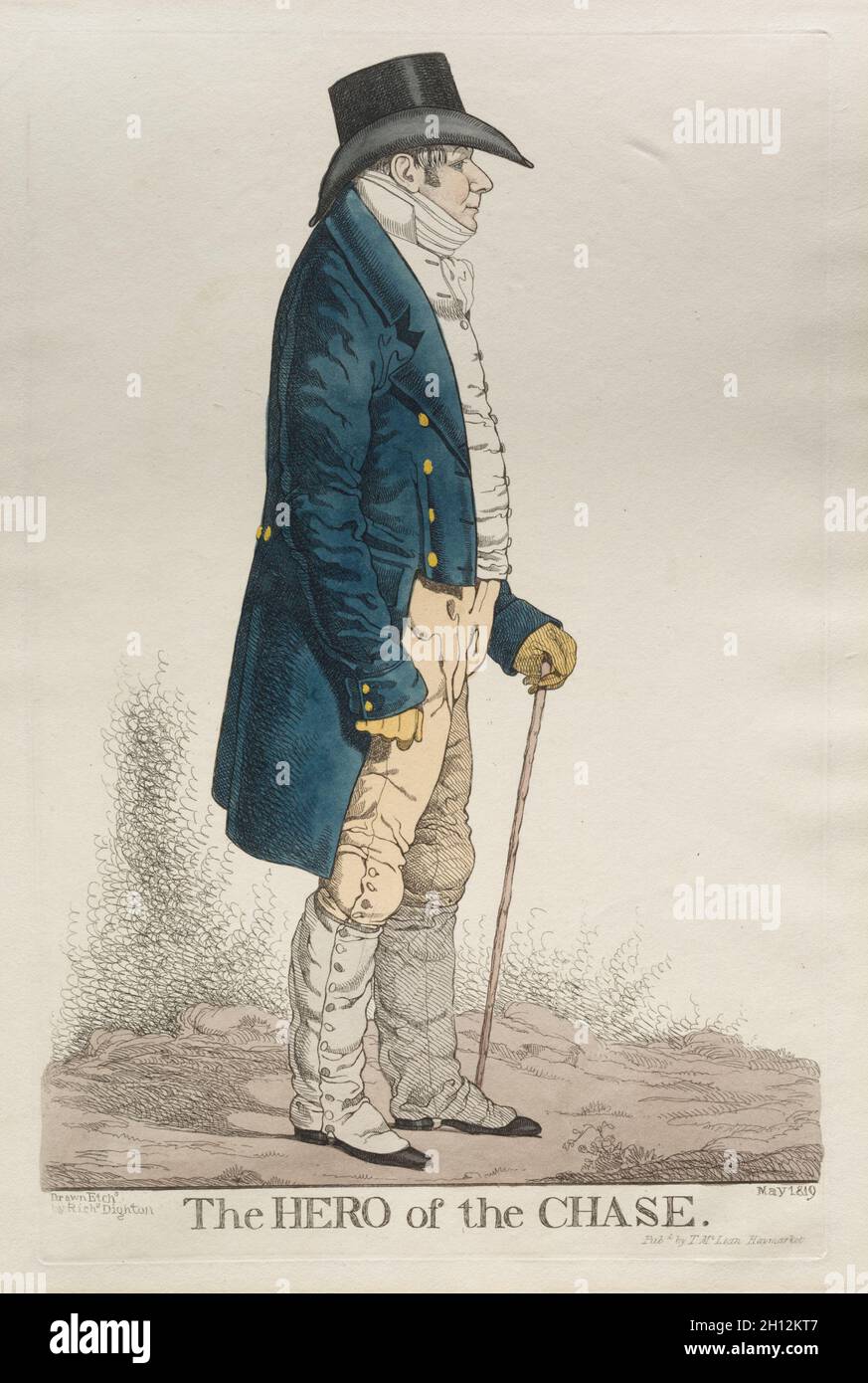 Der Held der Verfolgungsjagd, 1819. Richard Dighton (Großbritannien, 1795-1880). Radierung, handfarbig; Stockfoto