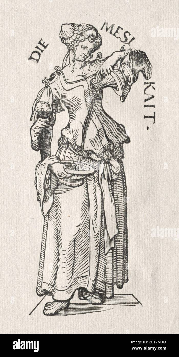 Die Sieben Tugenden: Mäßigung. Hans Burgkmair (Deutsch, 1473-1531). Holzschnitt; Stockfoto