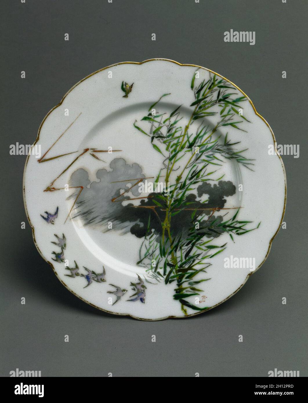 Platte: Sturm, C. 1876. Félix Bracquemond (Französisch, 1833-1914), Haviland & Co (Französisch). Porzellan; Durchmesser: 24.1 cm (9 1/2 in.). Stockfoto