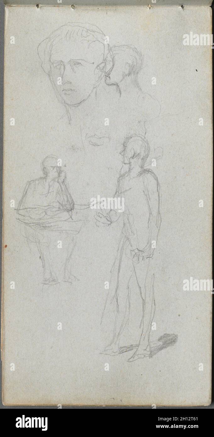 Skizzenbuch, Seite 12: Mehrere Figuren. Ernest Meissonier (Französisch, 1815-1891). Graphit; Stockfoto