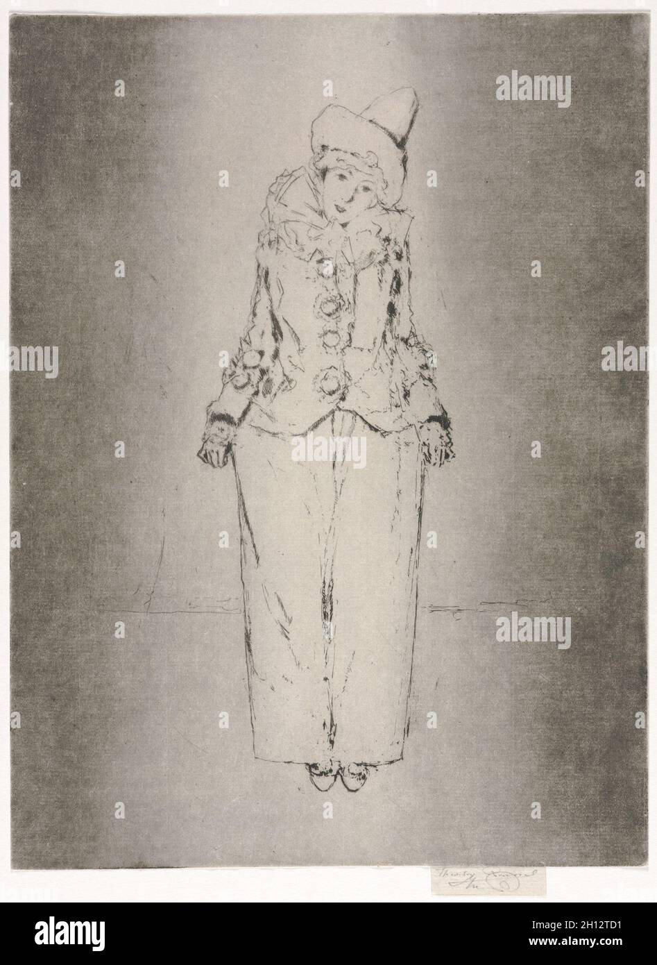 Pierrot en Pied, Portrait of Lady A. C., 1888. Theodore Roussel (Französisch, 1847-1926). Ätzen; Stockfoto