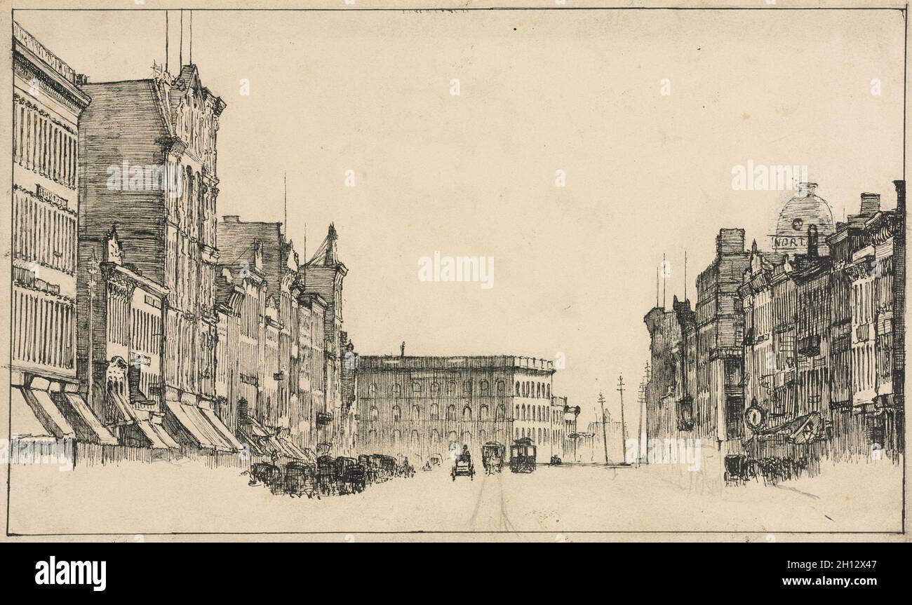 Downtown, Cleveland, c. 1870-1909. Otto H. Bacher (Amerikaner, 1856-1909). Bild: 13.3 x 22.9 cm (5 1/4 x 9 Zoll). Stockfoto