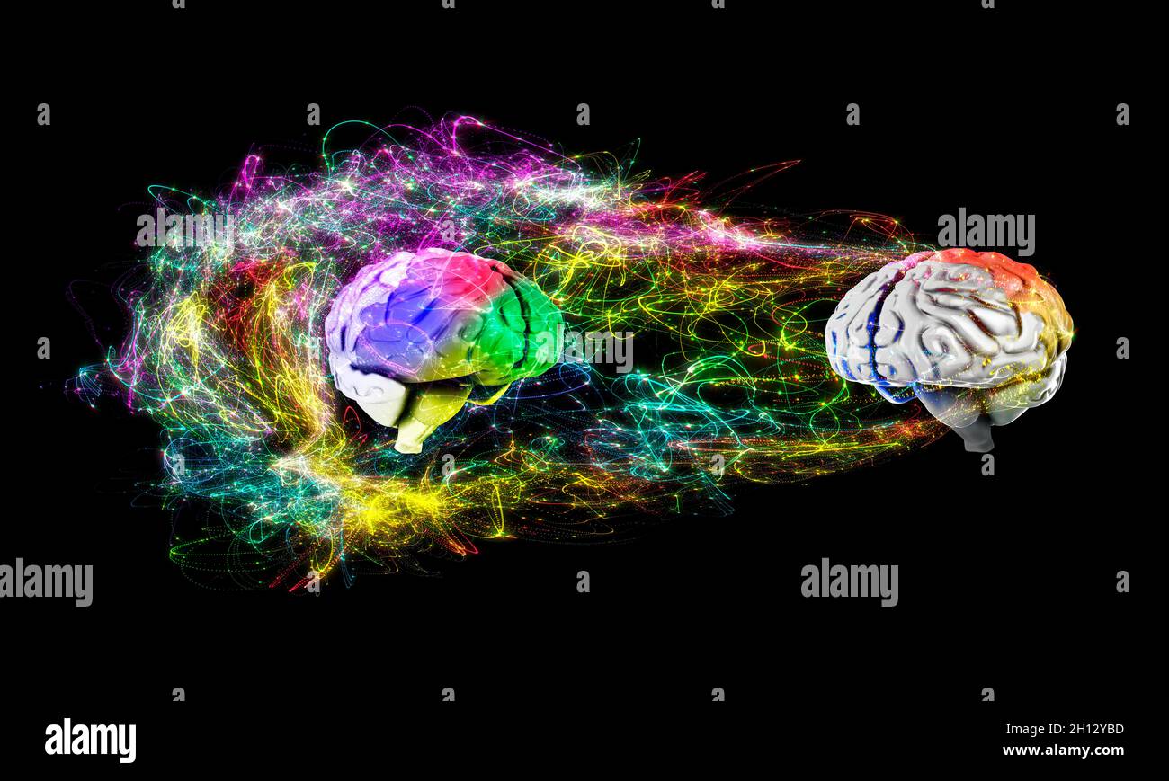 Menschliche Gehirne mit Energiefeld, 3D-Illustration Stockfoto