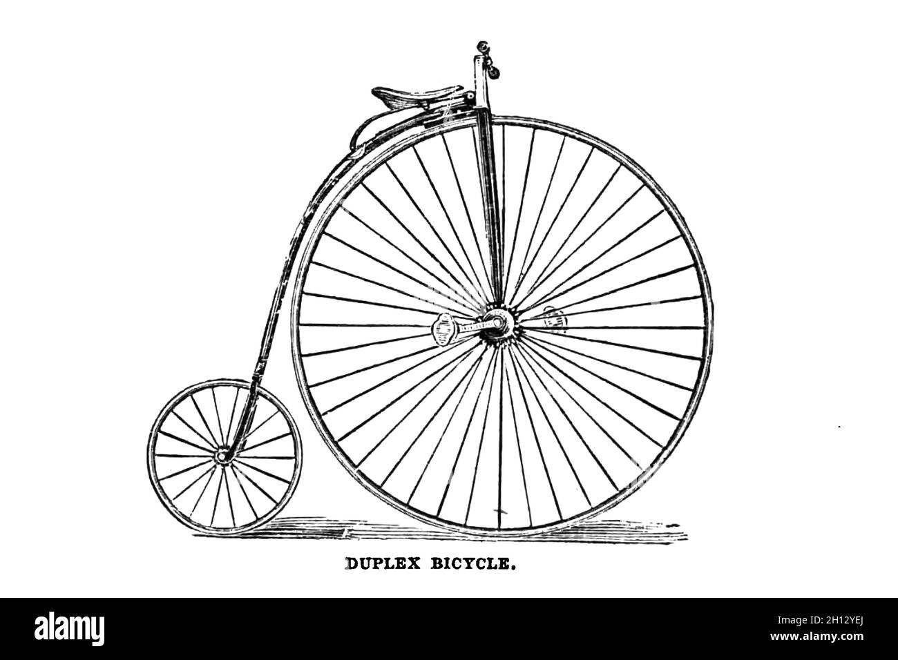 Duplex-Fahrrad-Penny-Farthing, 19. Jahrhundert Illustration Stockfoto