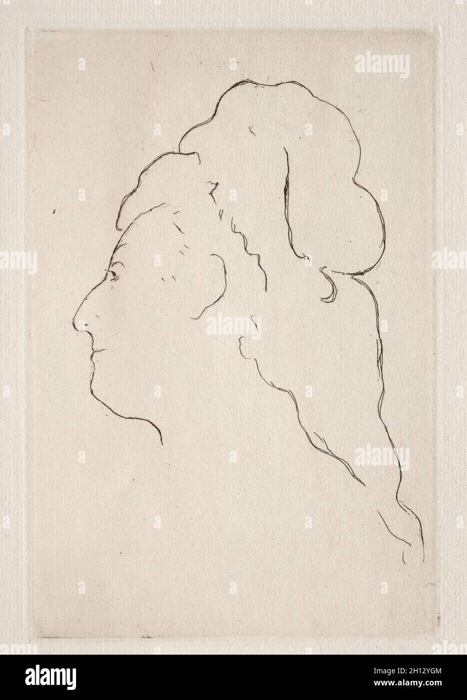Profil von Eva Gonzalès nach links gedreht, c. 1869. Edouard Manet (Französisch, 1832-1883). Ätzen; Stockfoto
