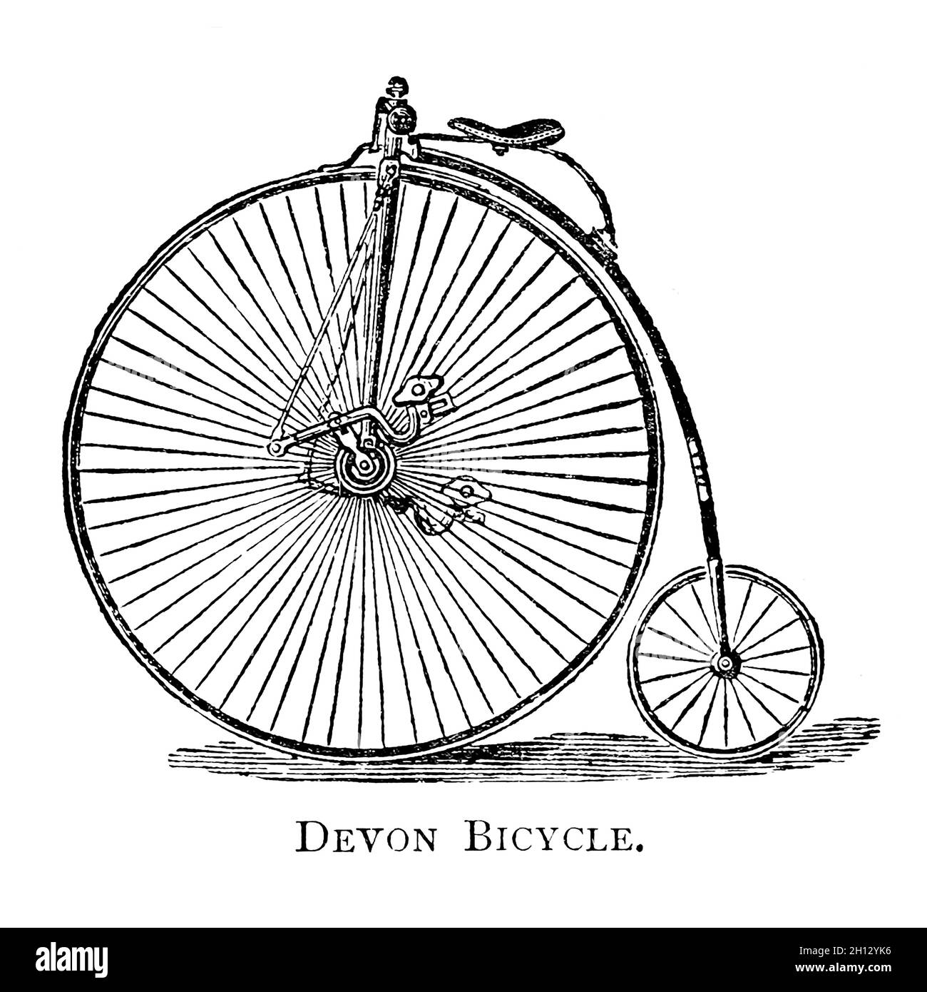 Devon Hochrad Fahrrad, 19. Jahrhundert Illustration Stockfoto