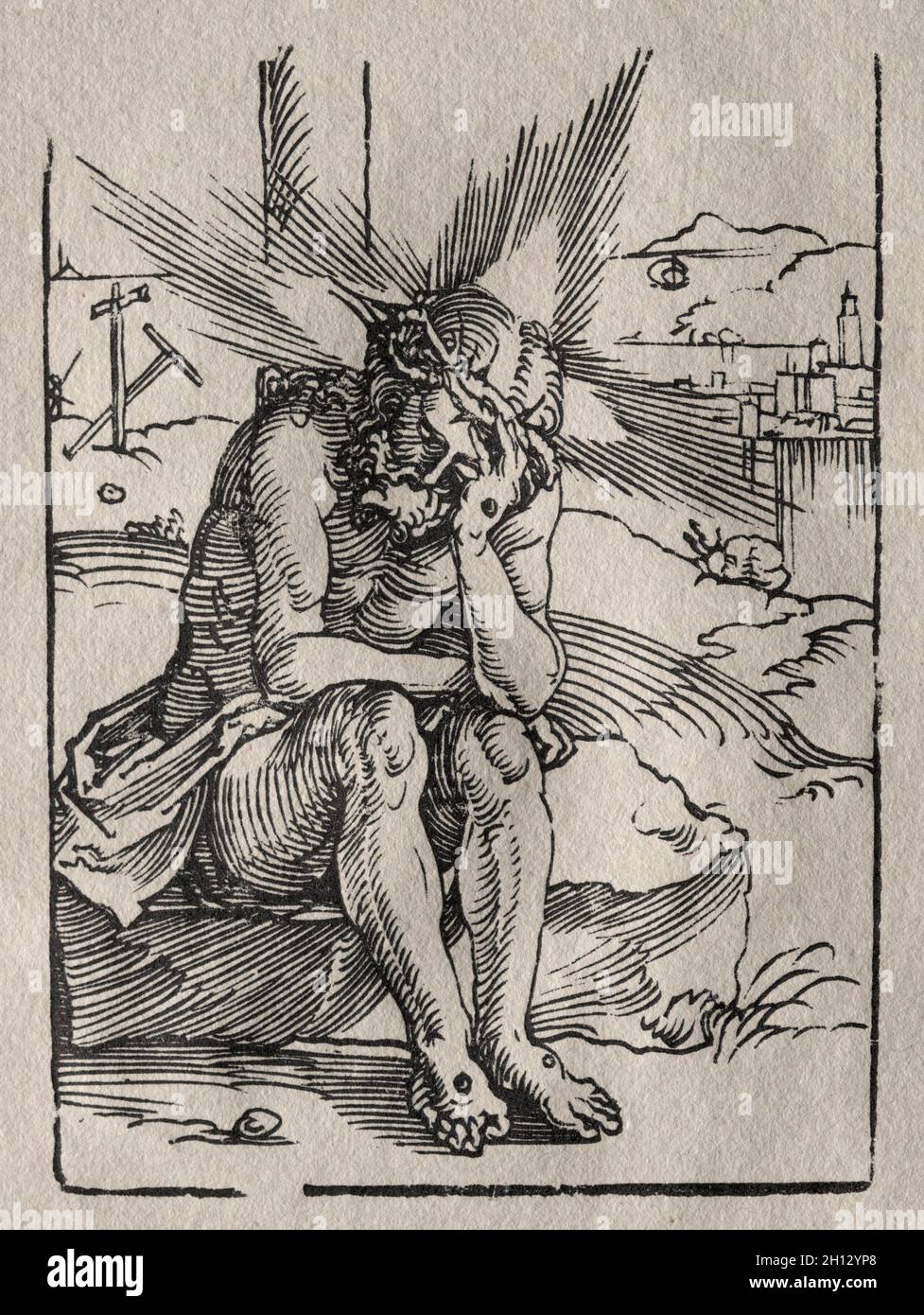 Der Mann der Schmerzen. Hans Sebald Beham (Deutsch, 1500-1550). Holzschnitt; Stockfoto