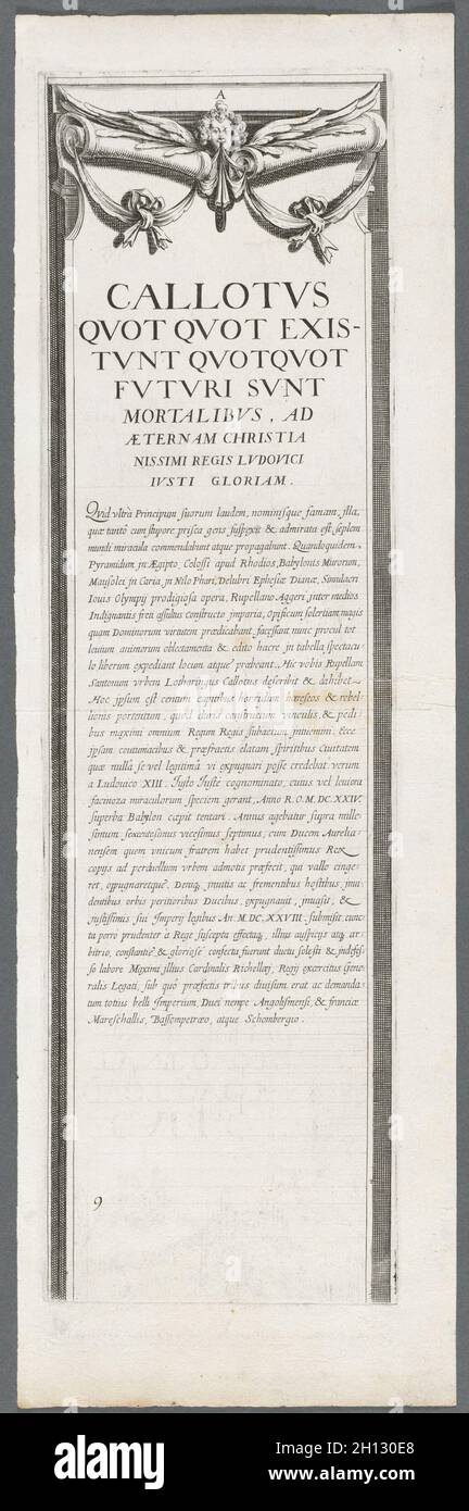 Die Belagerung von La Rochelle: Platte 8, 1628-1630. Assistent von Jacques Callot (Französisch, 1592-1635). Gravur; Blatt: 64,8 x 20,5 cm (25 1/2 x 8 1/16 in.); Plattenrand: 57,4 x 16,5 cm (22 5/8 x 6 1/2 in.). Stockfoto