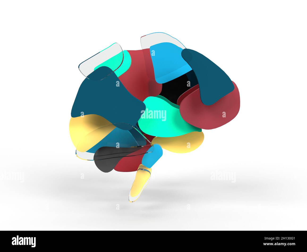 Eine Illustration eines Gehirns in Stücken Stockfoto