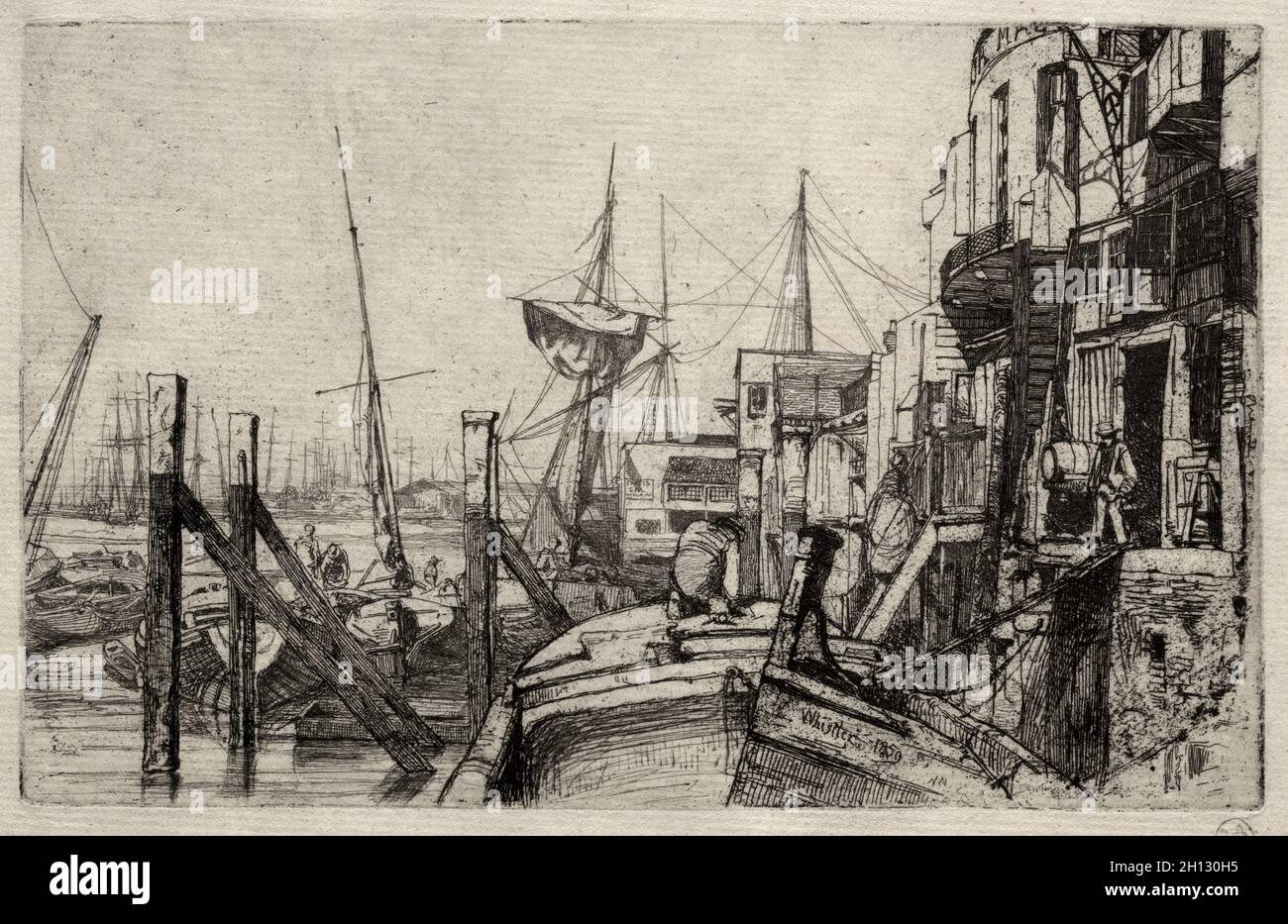 Die Limehouse, 1871. James McNeill Whistler (American, 1834-1903). Ätzen; Blatt: 33,3 x 22,2 cm (13 1/8 x 8 3/4 in.); plattenrand: 20 x 12,7 cm (7 7/8 x 5 in.). Stockfoto