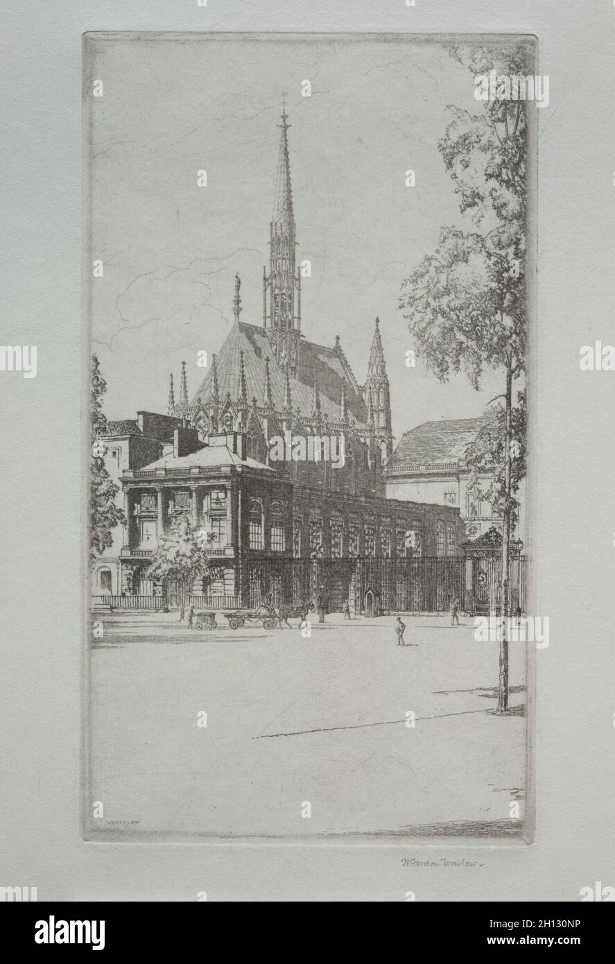 St. Chapelle, Paris. Herbert Gordon Warlow (Großbritannien, 1885-1942). Trockenpunkt; Stockfoto