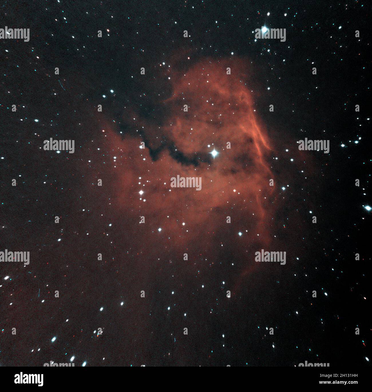 Die Möwe-Nebel (IC 2177) ist eine Region von Nebel, die entlang der Grenze zwischen den Sternbildern Monoceros und Canis Major liegt. Stockfoto