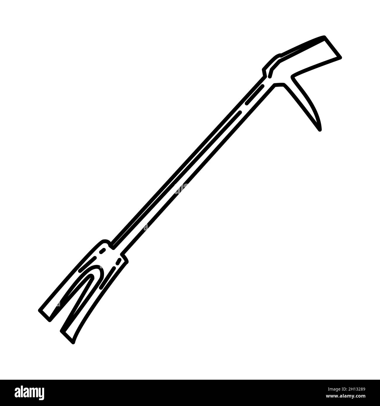 Halligans Bar Teil von Feuerwehrbedarf Zubehör und Ausrüstung Gerät Handgezeichnetes Icon Set Vektor. Stock Vektor