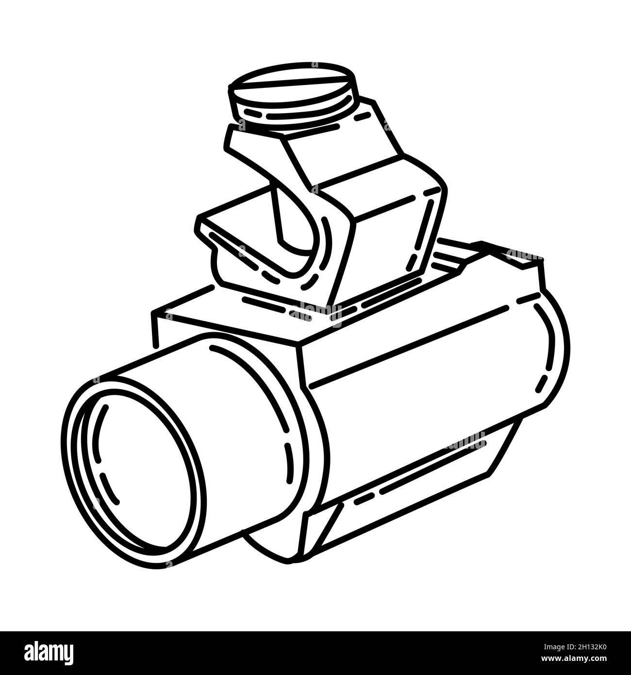 Feuerwehrmann Helmlampe Streamlight Teil von Feuerwehrmann Zubehör und Ausrüstung Gerät handgezeichnetes Icon Set Vektor. Stock Vektor