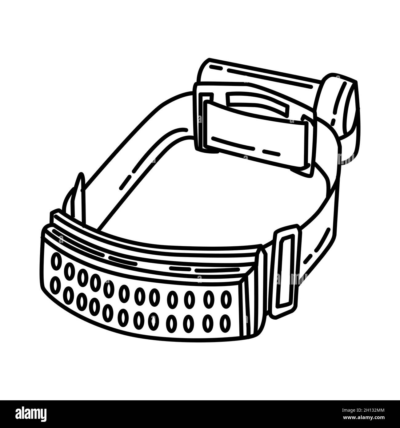 Grüne LED-Feuerwehrhelmleuchte Teil von Feuerwehrbedarf Zubehör und Ausrüstung Gerät handgezeichnete Icon Set Vektor. Stock Vektor
