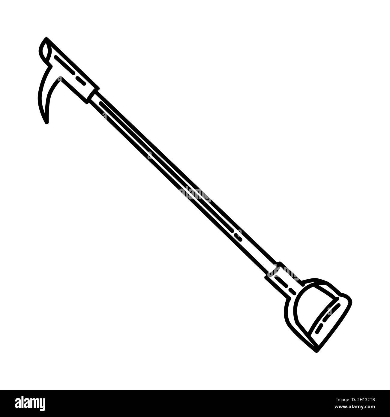 Pike Pole Teil von Feuerwehrbedarf Zubehör und Ausrüstung Gerät Handgezeichnete Icon Set Vektor. Stock Vektor