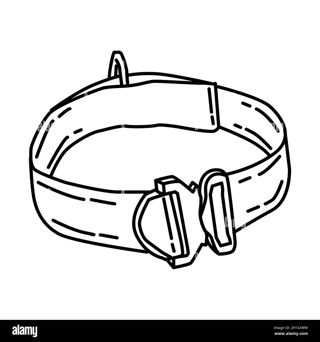 Rettungsgurt Teil von Feuerwehrbedarf Zubehör und Ausrüstung Handgezeichnetes Symbolset Vektor. Stock Vektor