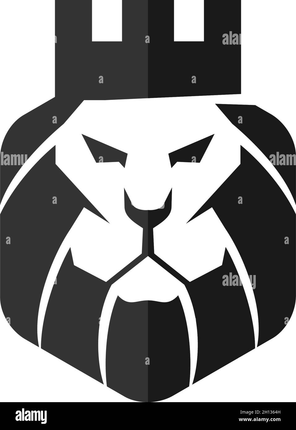 Lion Castle Crown Illustration Template Emblem Maskottchen Isoliert Stock Vektor