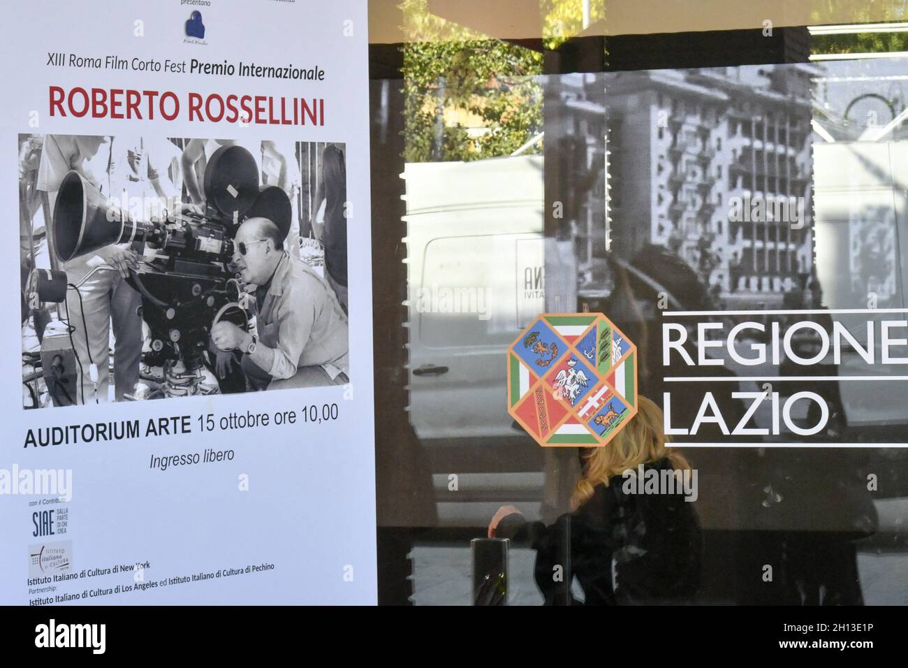 Rom, Italien. Oktober 2021. Pressekonferenz zur Verleihung des Roberto Rossellini International Award bei der Spazio Roma Lazio Film Commission - 15. Oktober 2021 Quelle: Independent Photo Agency/Alamy Live News Stockfoto