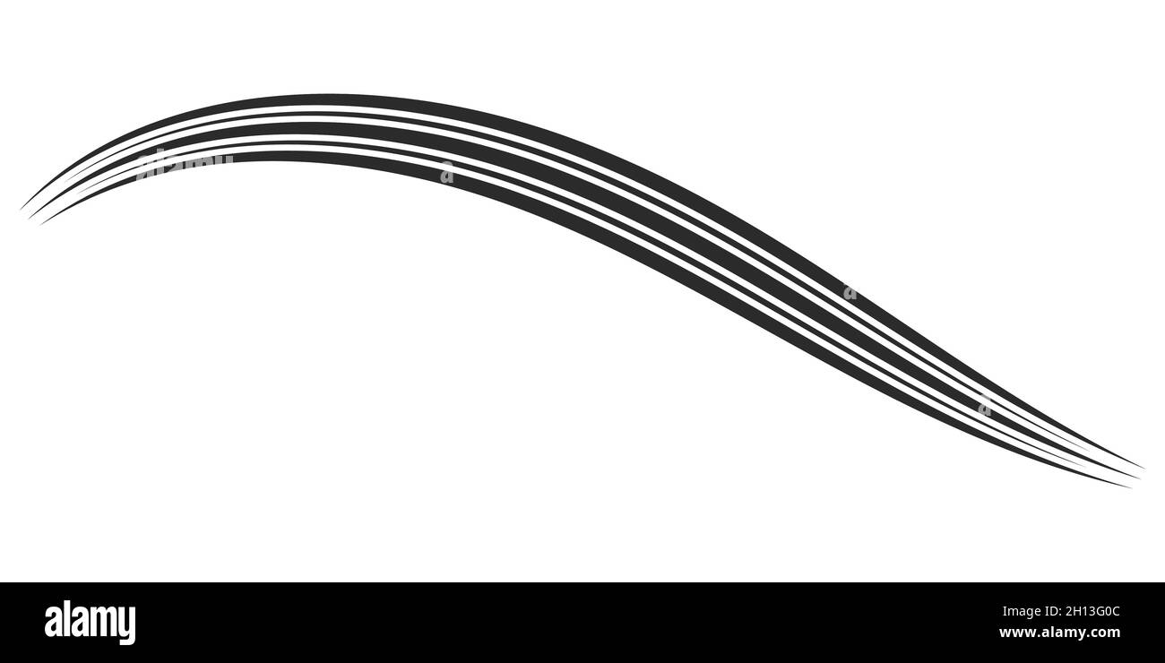 Logo-Kurven gewellte Linien, Symbol leichte Brise Wind, kalligrafische Streifen Stock Vektor