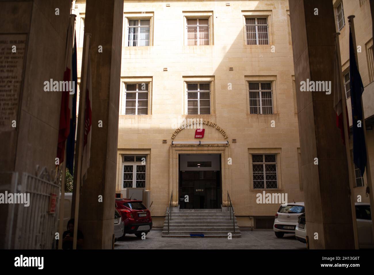 Valletta, Malta - 9. Oktober 2021: Büro der Allgemeinen Gewerkschaft der Arbeitnehmer in Valletta, Malta. Stockfoto