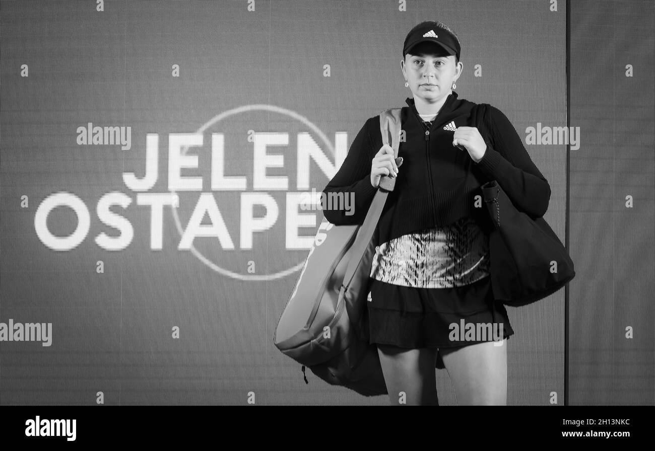 Kalifornien, USA. Oktober 2021. Jelena Ostapenko aus Lettland in Aktion während des Halbfinales des Tennisturniers der BNP Paribas Open WTA 1000 15 gegen Victoria Azarenka aus Weißrussland am 2021. Oktober 2021 im Indian Wells Tennis Garden in Indian Wells, USA - Foto: Rob Prange/DPPI/LiveMedia Kredit: Unabhängige Fotoagentur/Alamy Live News Stockfoto