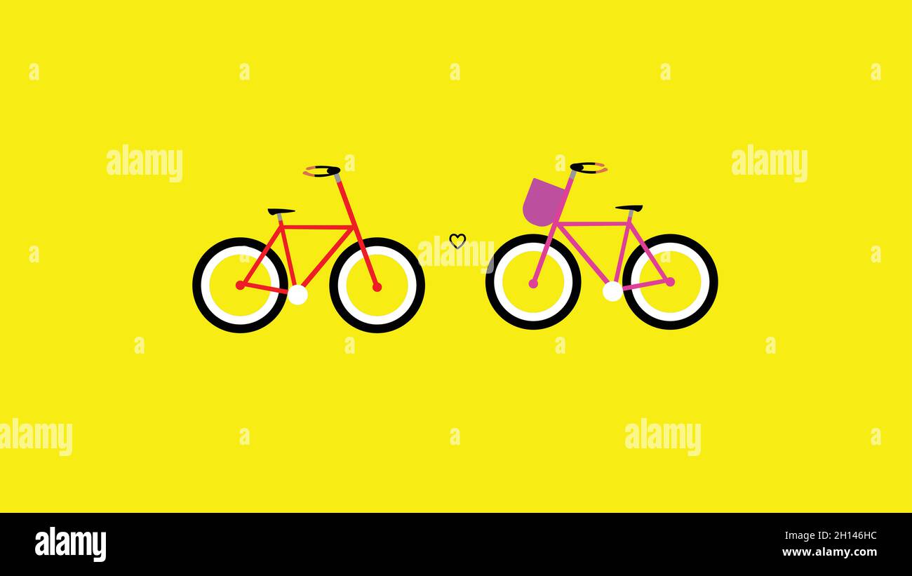 Zyklus-Illustration auf gelbem Hintergrund, Lovers-Zyklus, einfaches flaches Illustrationsdesign Stock Vektor