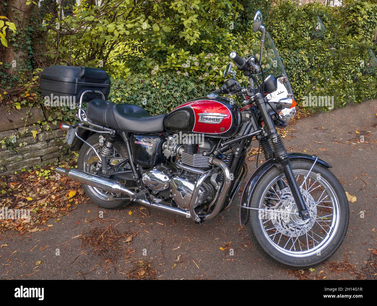 Triumph Bonneville T100 Motorrad. Stockfoto