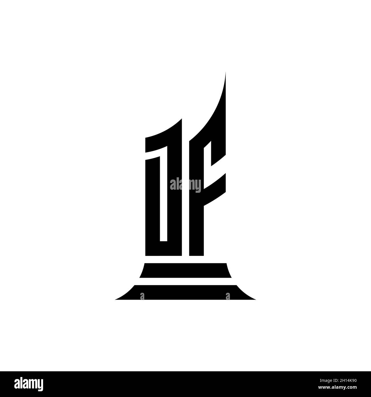 DF Monogram Logo Brief mit Gebäude Form Stil Design isoliert auf weißem Hintergrund, Immobilien, Architech Logo Brief Gebäude. Stock Vektor