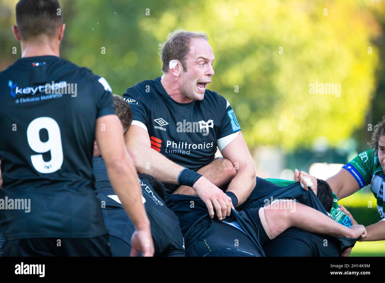 Monigo Stadium, Treviso, Italien, 16. Oktober 2021, Bradley Davies (Ospreys Rugby) während Benetton Rugby vs Ospreys - United Rugby Championship Match Credit: Live Media Publishing Group/Alamy Live News Stockfoto