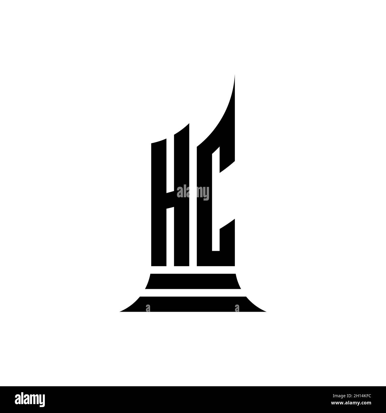 HC Monogram Logo Brief mit Gebäude Form Stil Design isoliert auf weißem Hintergrund, Immobilien, Architech Logo Brief Gebäude. Stock Vektor