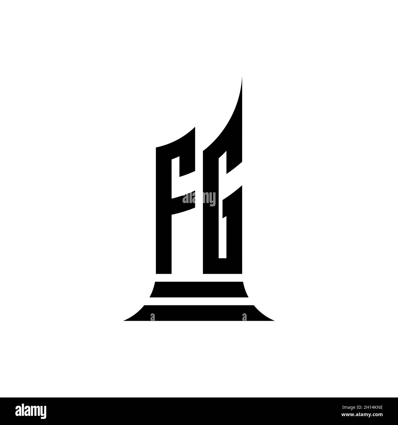 FG Monogram Logo Brief mit Gebäude Form Stil Design isoliert auf weißem Hintergrund, Immobilien, Architech Logo Brief Gebäude. Stock Vektor