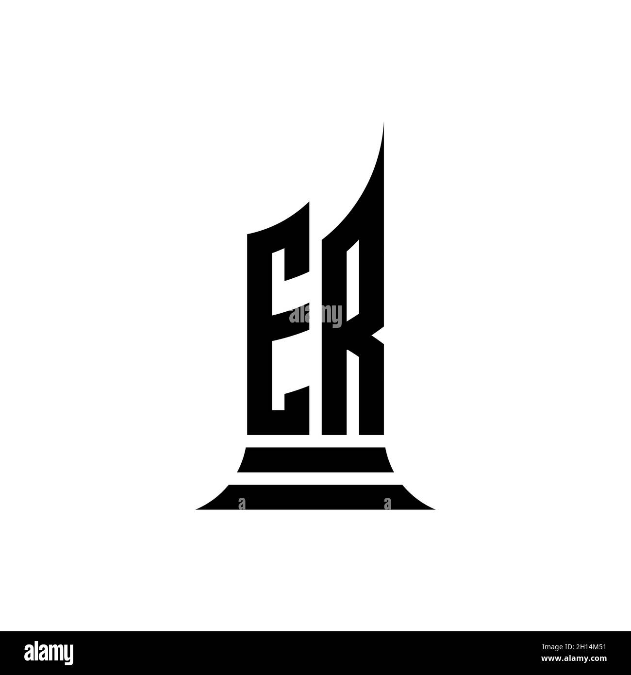 ER Monogram Logo Brief mit Gebäude Form Stil Design isoliert auf weißem Hintergrund, Immobilien, Architech Logo Brief Gebäude. Stock Vektor