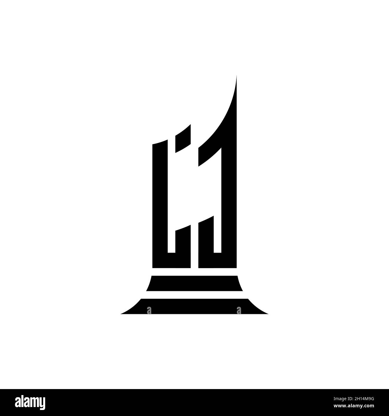 LJ Monogram Logo Brief mit Gebäude Form Stil Design isoliert auf weißem Hintergrund, Immobilien, Architech Logo Brief Gebäude. Stock Vektor