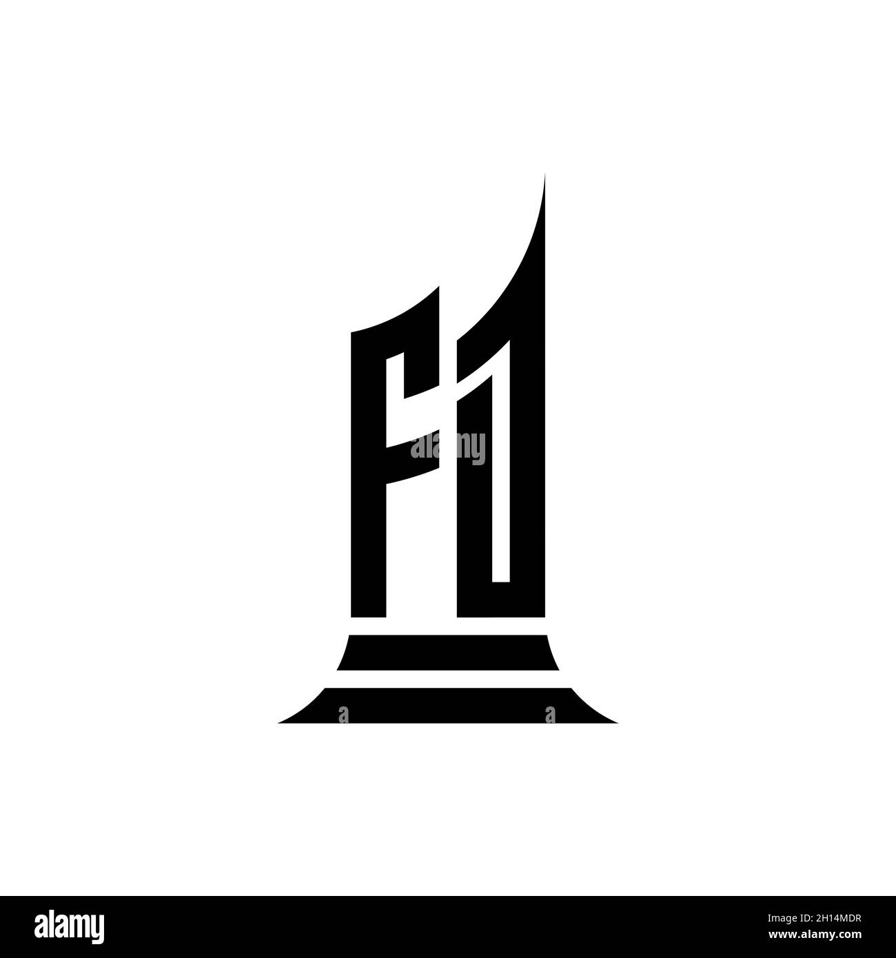 FD Monogram Logo Brief mit Gebäude Form Stil Design isoliert auf weißem Hintergrund, Immobilien, Architech Logo Brief Gebäude. Stock Vektor