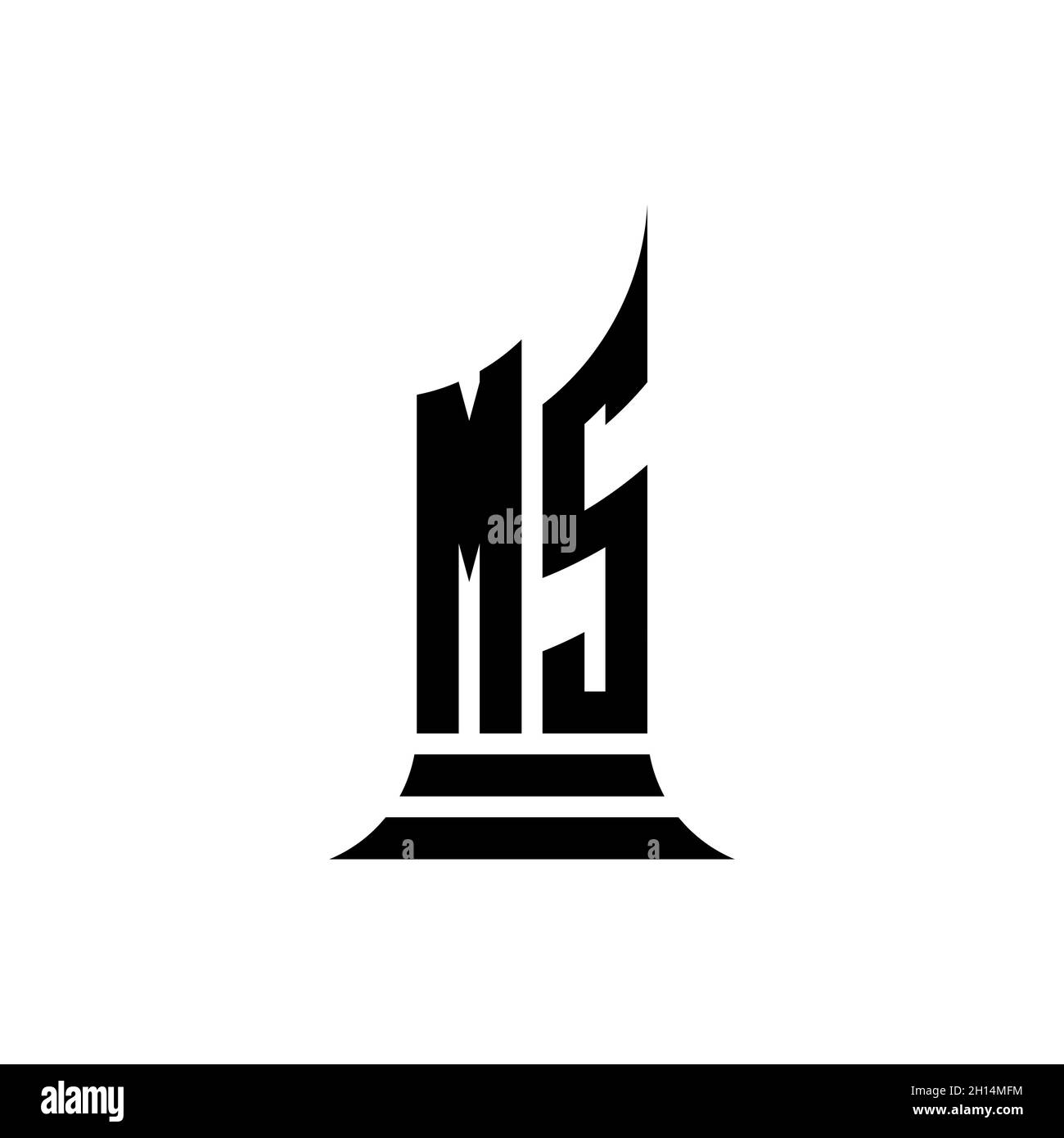 MS Monogram Logo Brief mit Gebäude Form Stil Design isoliert auf weißem Hintergrund, Immobilien, Architech Logo Brief Gebäude. Stock Vektor