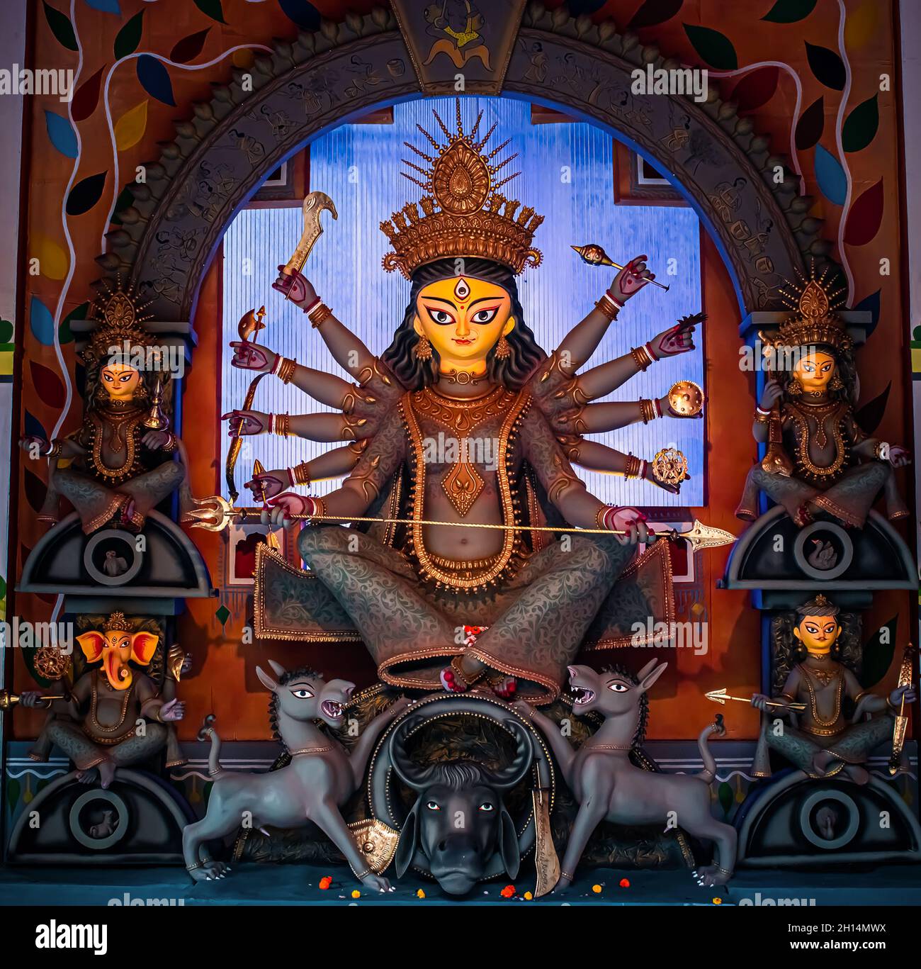 Der höchste shakti, Maa Durga wird in äußerster Hingabe in der hinduistischen Religion verehrt Stockfoto