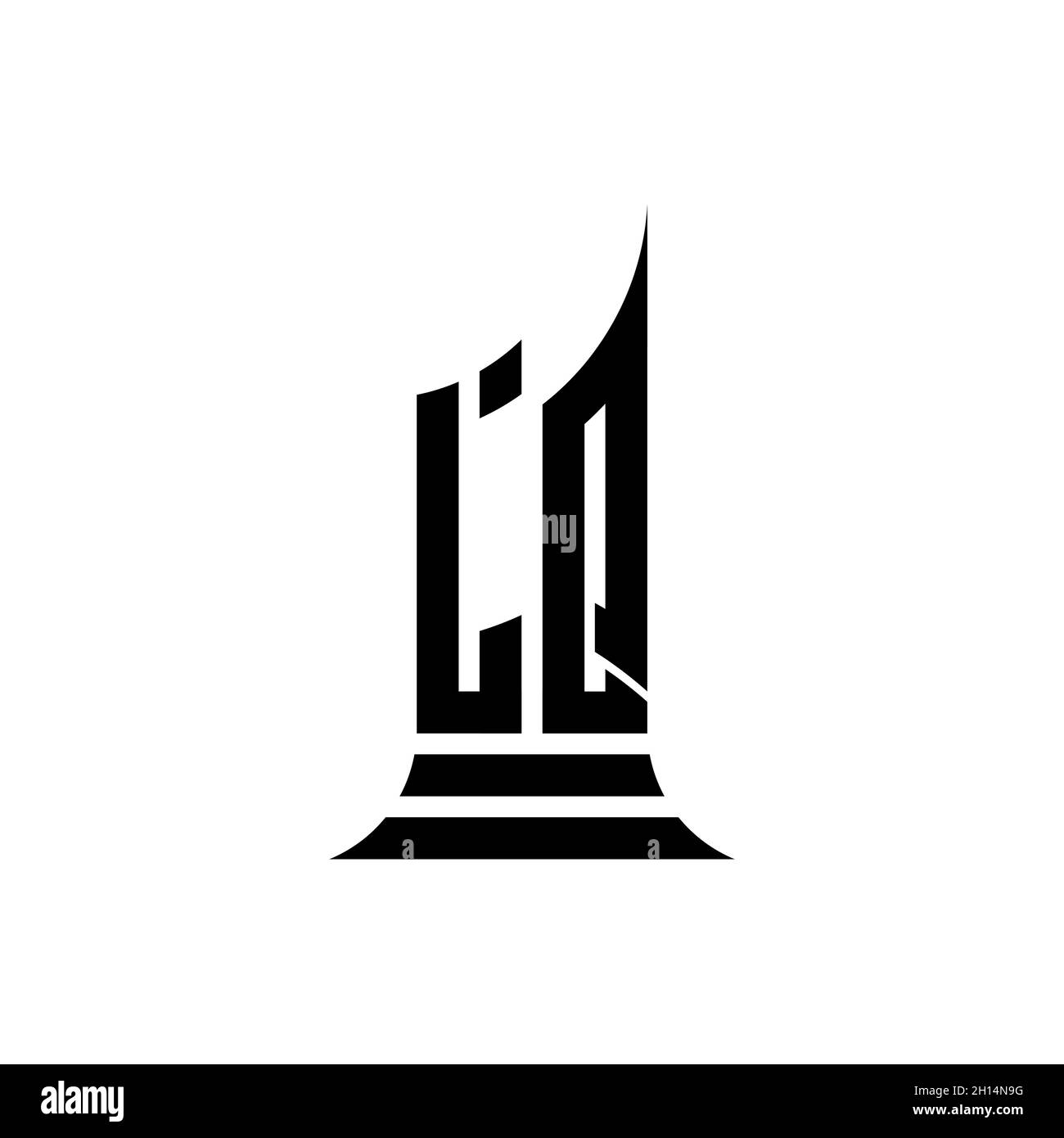 LQ Monogram Logo Brief mit Gebäude Form Stil Design isoliert auf weißem Hintergrund, Immobilien, Architech Logo Brief Gebäude. Stock Vektor