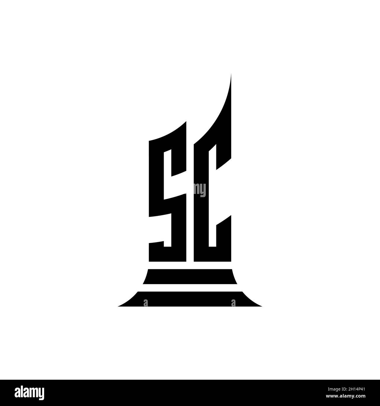 SC Monogram Logo Brief mit Gebäude Form Stil Design isoliert auf weißem Hintergrund, Immobilien, Architech Logo Brief Gebäude. Stock Vektor