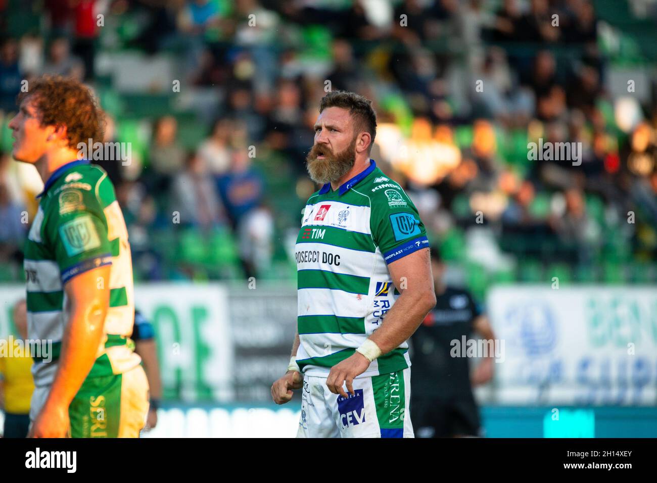 Monigo Stadium, Treviso, Italien, 16. Oktober 2021, Irne Herbst (Benetton Treviso) während des Spiels von Benetton Rugby gegen Ospreys - United Rugby Championship Stockfoto