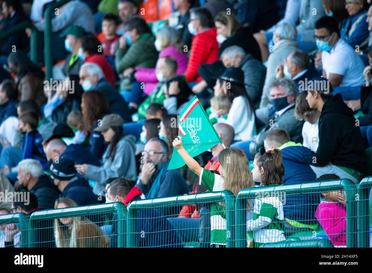Monigo Stadium, Treviso, Italien, 16. Oktober 2021, Benetton Rugby-Unterstützung während des Spiels von Benetton Rugby gegen Ospreys - United Rugby Championship Stockfoto