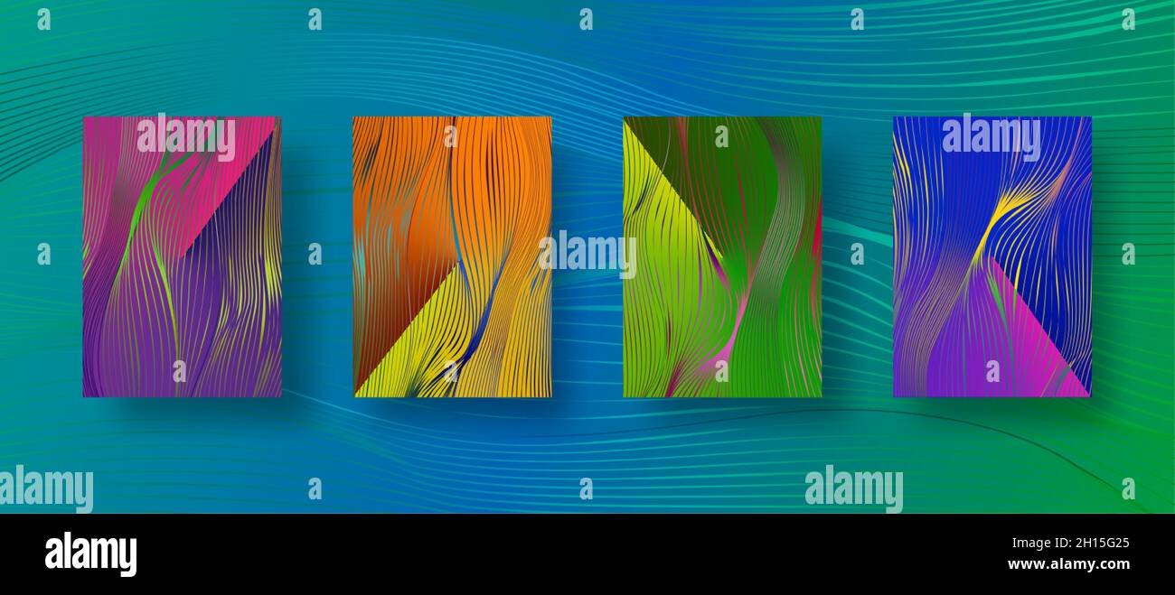 Wellenförmiges Verlaufsbild mit modernen abstrakten Wellenhintergründen. Farbenfrohe Fluidhülle für Poster, Banner, Flyer und Präsentation. Trendige Karte in lebendigen Farben Stock Vektor