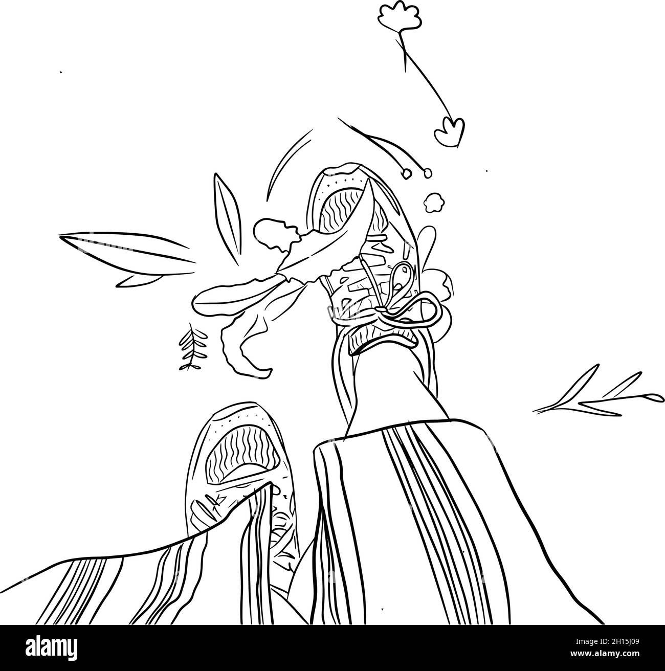 Skizze der Draufsicht des Mädchen Sneakers Stock Vektor