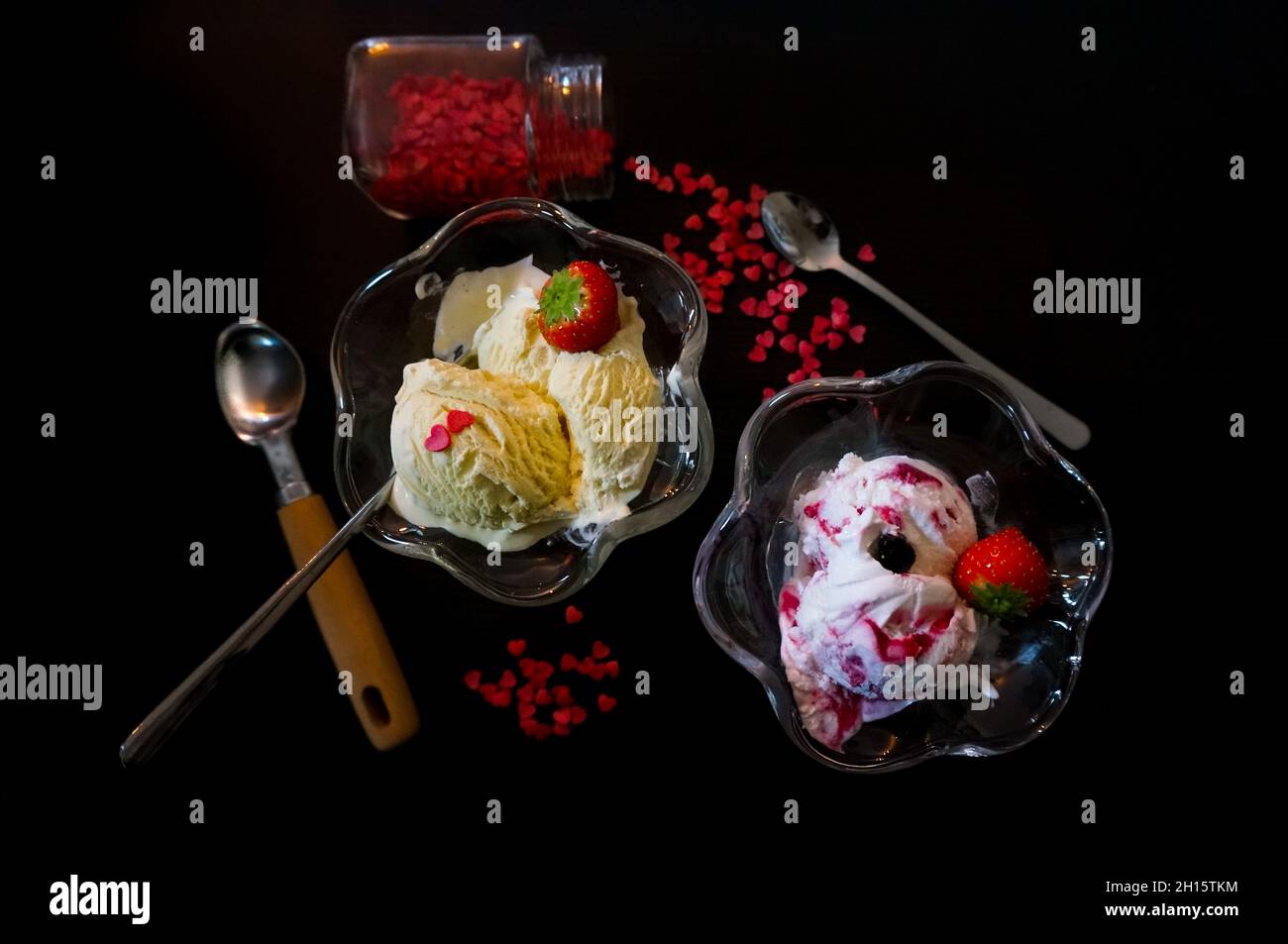 Flach Lay: Eiscreme-Aromen Stockfoto