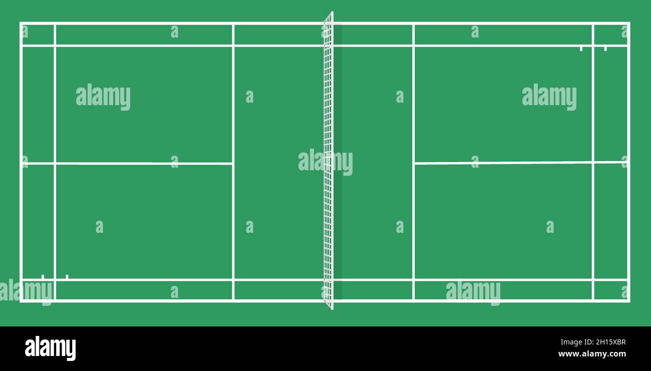 Badminton Court Sportplatz Vorlage Draufsicht Stock Vektor