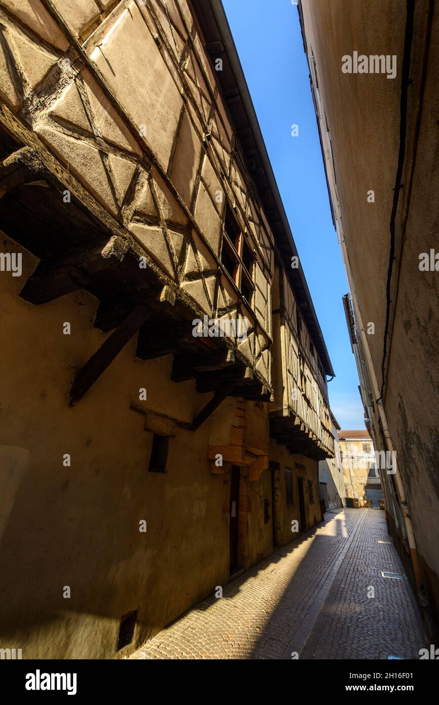 Maison en encorbellement, Villefranche sur Saone Stockfoto