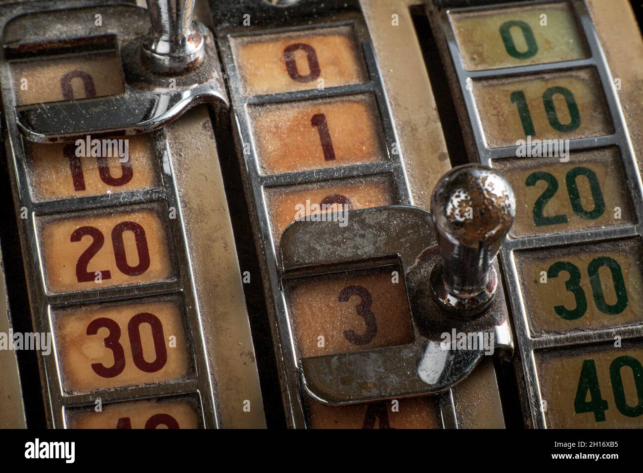 Detail einer alten Kasse Stockfoto